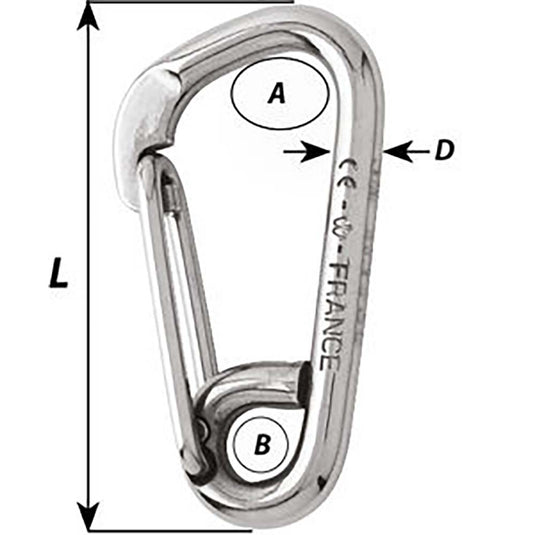 Wichard Asymmetric Carbine Hook - Length 80mm - 5/16