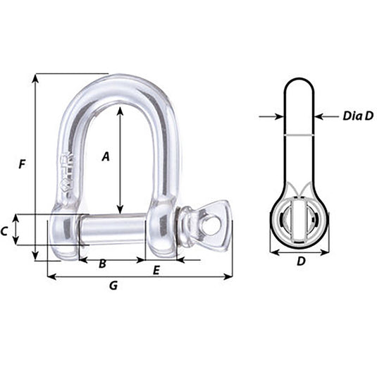 Wichard HR D Shackle - Diameter 15/64