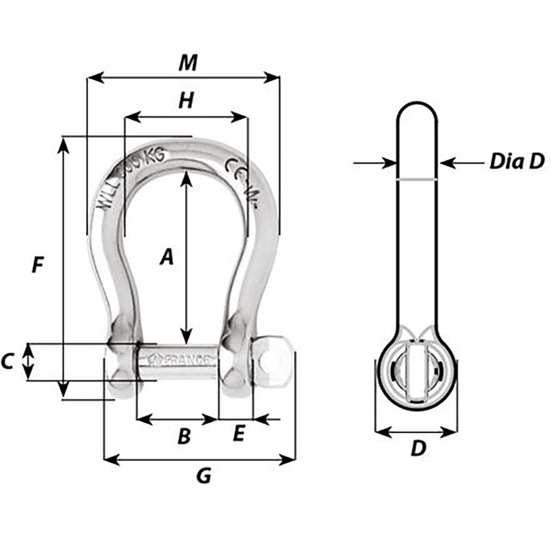 Load image into Gallery viewer, Wichard Not Self-Locking Bow Shackle - 16mm Diameter - 5/8&quot; [01247]
