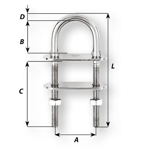 Wichard U-Bolt Pad Eye - 10mm Diameter - 25/64