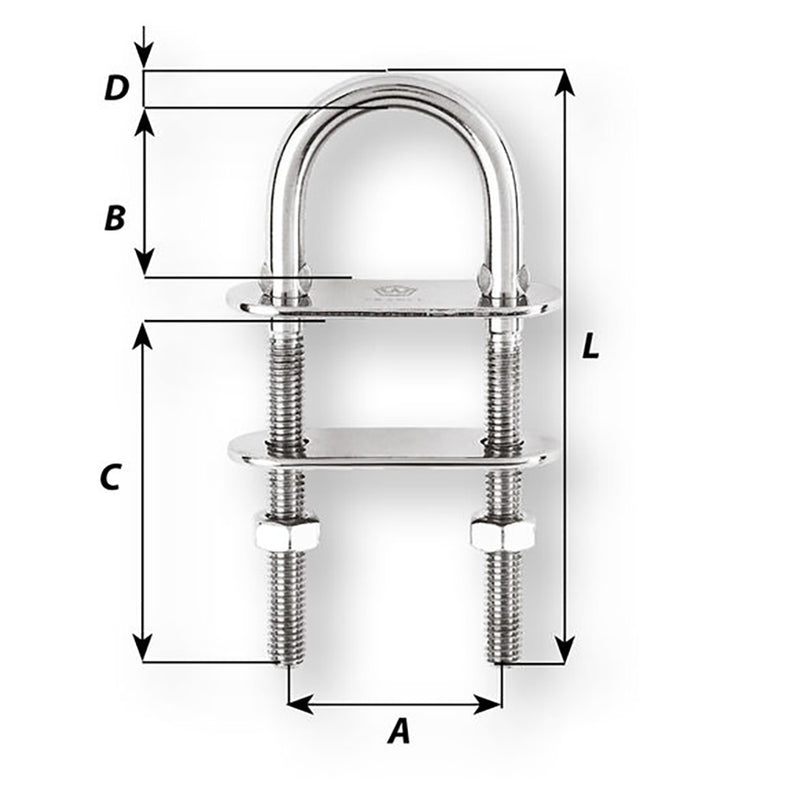 Load image into Gallery viewer, Wichard U-Bolt Pad Eye - 8mm Diameter - 5/16&quot; - 100mm Length - 3-15/16&quot; [06524]
