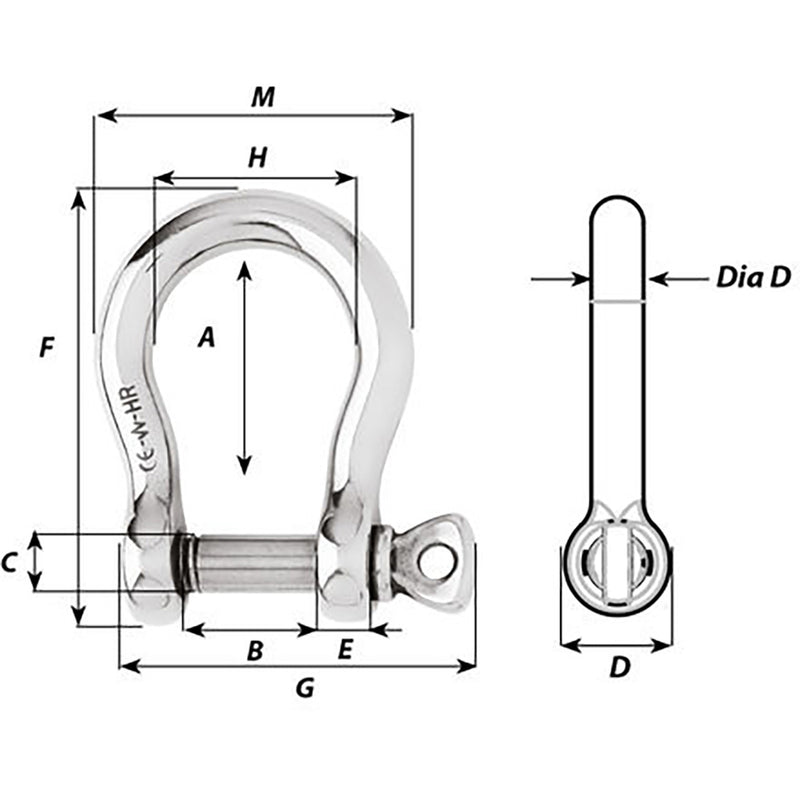 Load image into Gallery viewer, Wichard HR Bow Shackle - 12mm Pin Diameter [11246]
