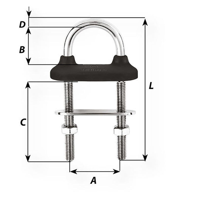 Load image into Gallery viewer, Wichard Black Watertight U-bolt - 5mm Diameter - 13/64&quot; - 60mm Length - 2-23/64&quot; [65321]
