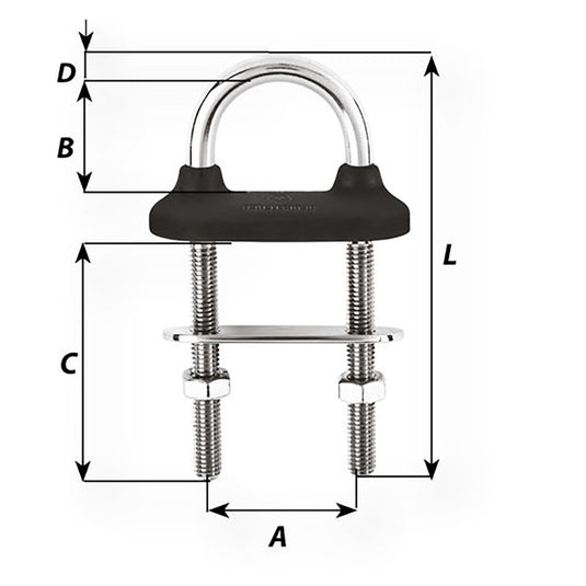 Wichard Black Watertight U-bolt - 5mm Diameter - 13/64