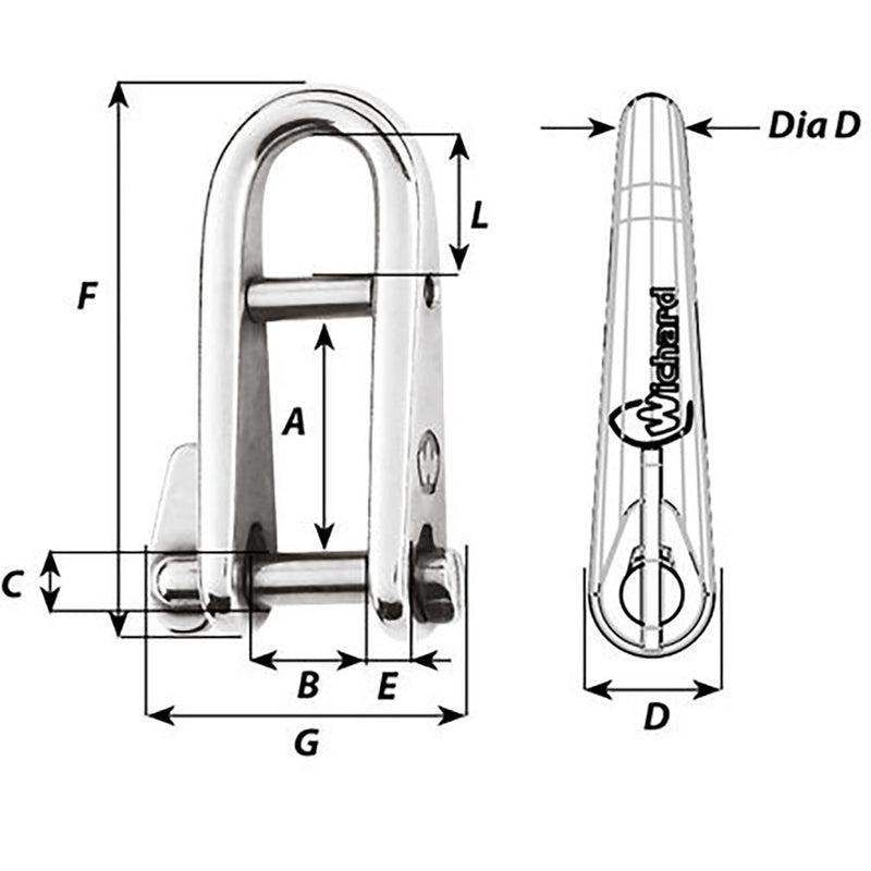 Load image into Gallery viewer, Wichard HR Key Pin Shackle With Bar - 8mm Pin Diameter [91434]
