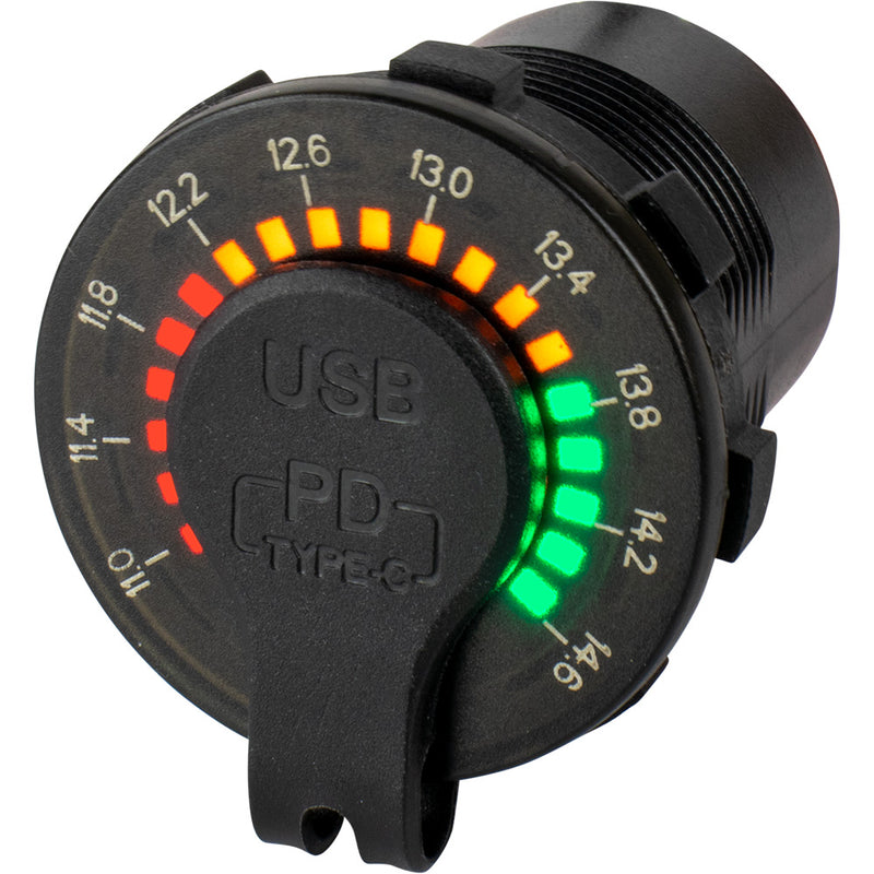 Load image into Gallery viewer, Sea-Dog Round Rainbow Voltmeter w/USB  USB-C Power Socket [426519-1]
