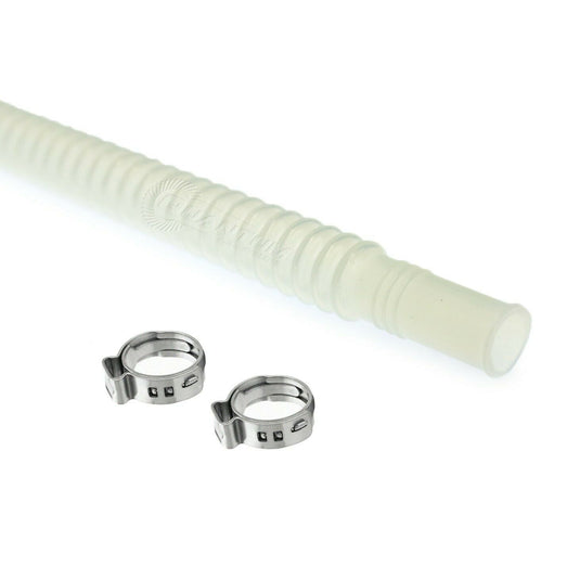 8mm x 9mm x 220mm Clear Corrugated Flexible Hose Line & Clamps for Fuel Pump Assembly HFP-FH89-220-PX image 1